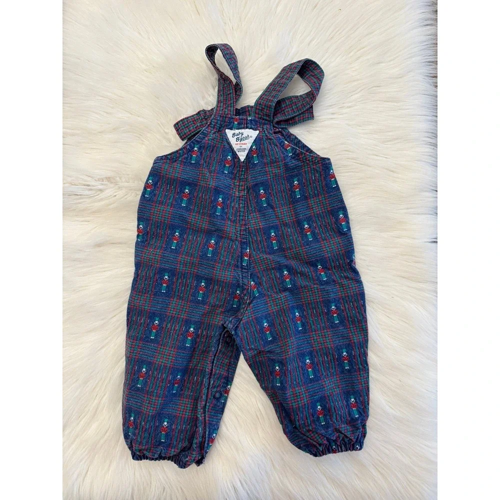 Vintage Baby‎ OshKosh B'gosh Plaid Nutcracker Overalls 6/9m Made in USA Holiday